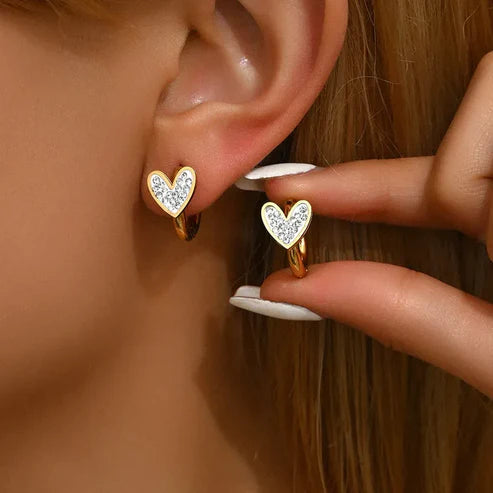 Charming Mini Heart Hoops - 18K Gold Plated, Waterproof & Hypoallergenic