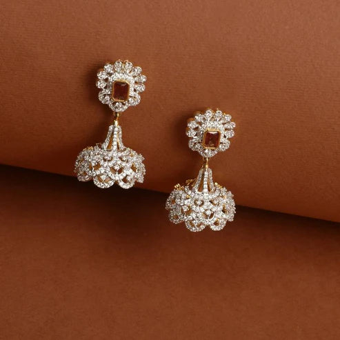 Laura Nakshatra CZ Jhumka Earrings - Festival-Ready Elegance